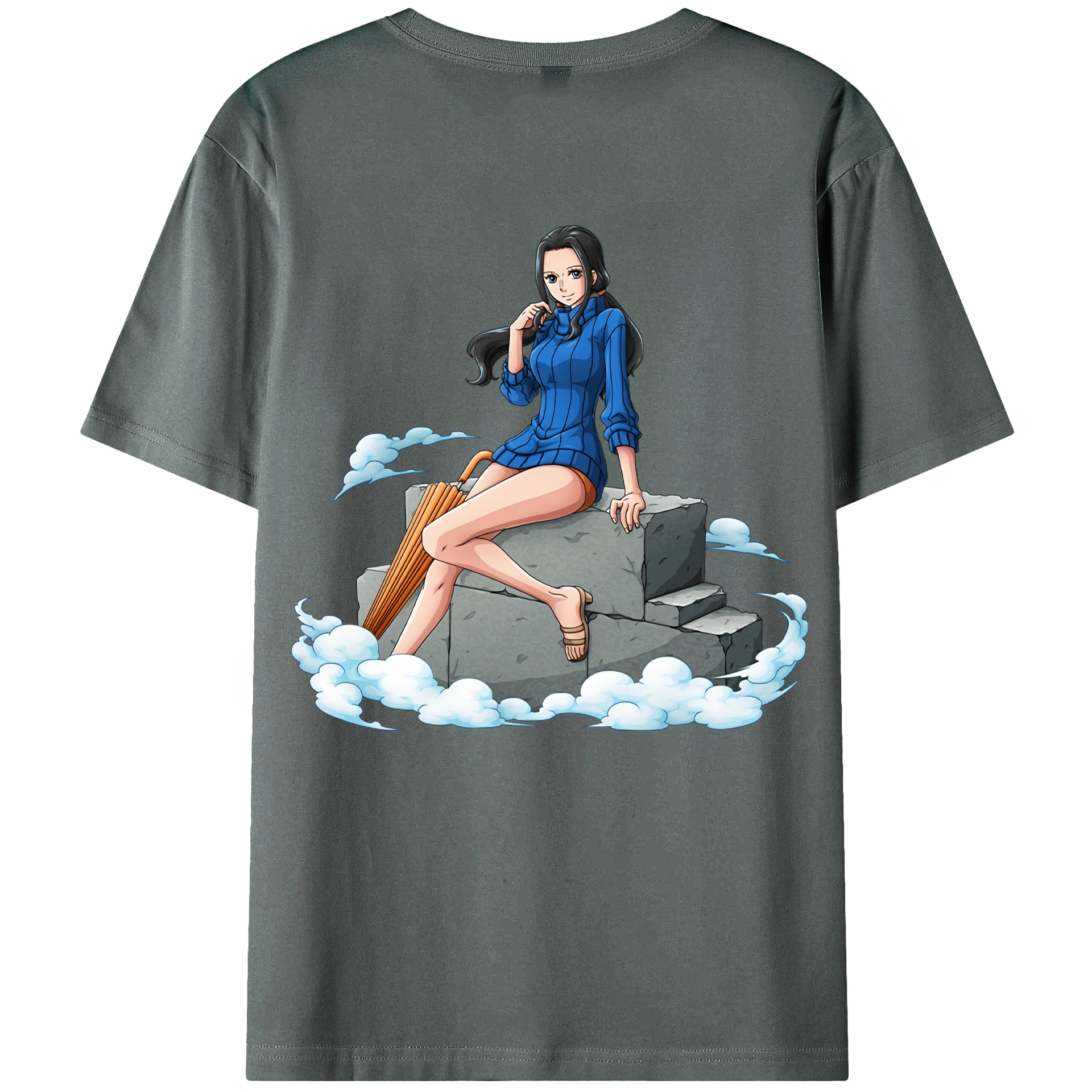 ワンピース ニコ・ロビン ONE PIECE Nico Robin 綿100％ メンズ半袖Tシャツ（バックプリント） 通気性
